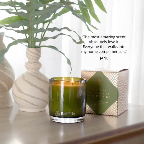 Sea Salt, Lemon Myrtle + Native Pine<br> Scented Soy Candle | 400gm
