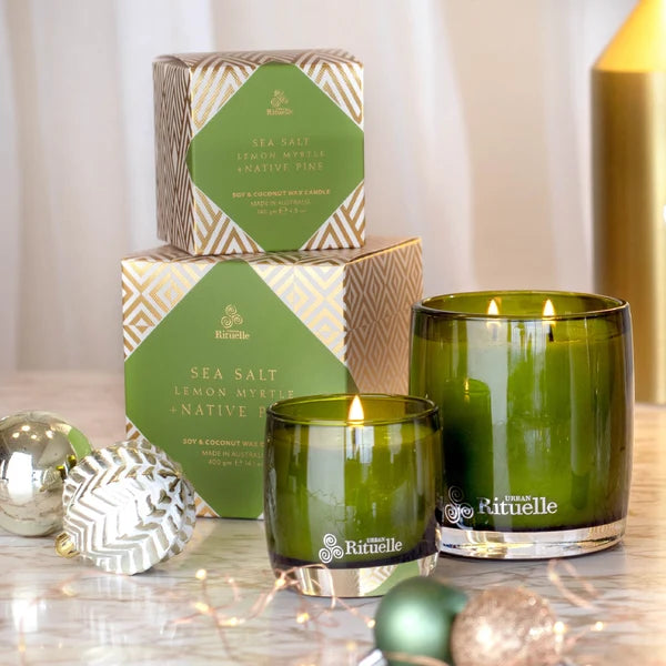 Sea Salt, Lemon Myrtle + Native Pine <br> Scented Soy Candle | 140gm