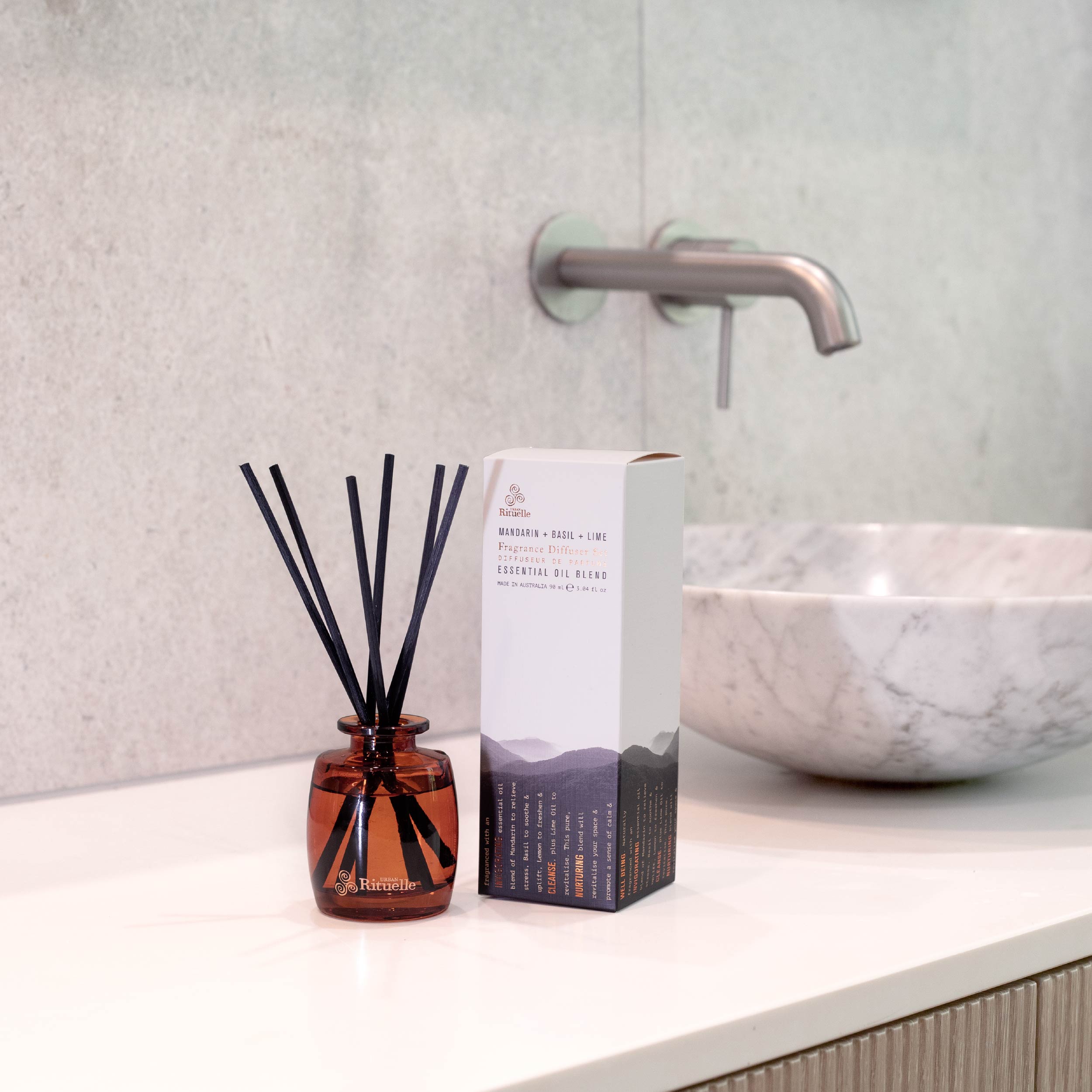 Mandarin, Basil & Lime<br>Mini Fragrance Diffuser Set | 90ml